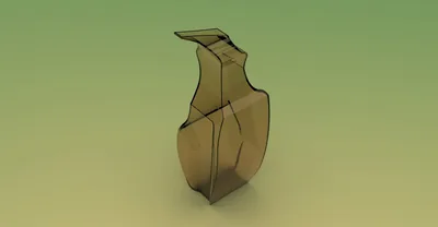 3D digital render of a translucent brown geometric sculpture
