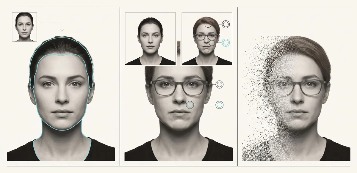 Three-panel diagram comparing face swap, attribute editing, and full face synthesis deepfakes