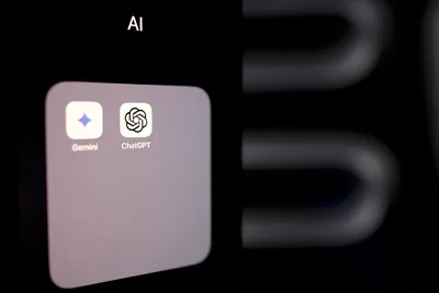 Smartphone screen displaying an "AI" app folder containing icons for Gemini and ChatGPT