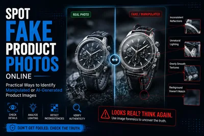 Spot fake product photos online by comparing real and manipulated product images with forensic analysis