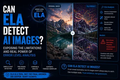 ELA comparison showing original and AI-generated image with Error Level Analysis results
